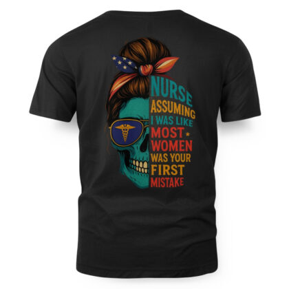 Nurse First Mistake Apparel - Skull Patriotic Bandana T-Shirt